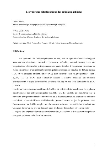 Syndrome catastrophique des antiphospholipides