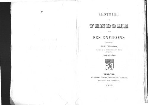 Histoire de Vendôme par L'abbé Simon