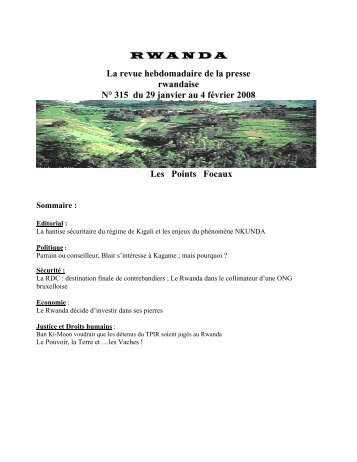 RWANDA La revue hebdomadaire de la presse rwandaise ... - Eurac