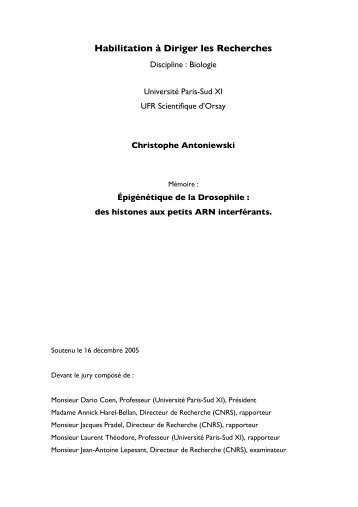 Habilitation à Diriger les Recherches - Drosophila Genetics and ...