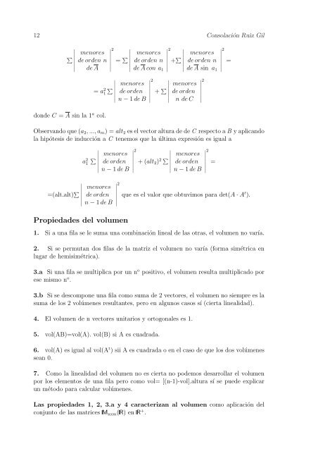 Ampliación del determinante a las matrices no cuadradas Distancia ...