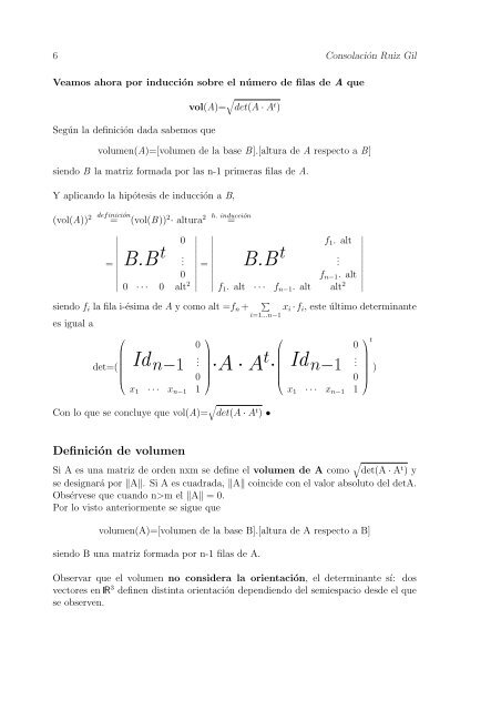 Ampliación del determinante a las matrices no cuadradas Distancia ...