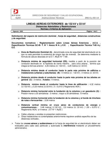 Distancias admisibles y restricciones. Normas y criterios de aplicación