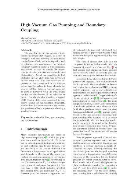 High Vacuum Gas Pumping and Boundary Coupling - COMSOL.com