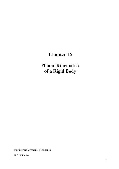 Chapter 16 Planar Kinematics of a Rigid Body