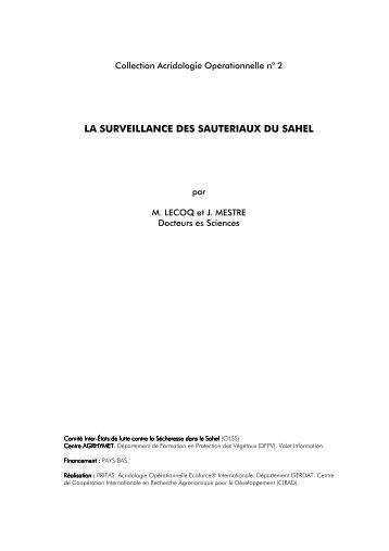 la surveillance des sauteriaux du sahel - Les criquets ravageurs ...