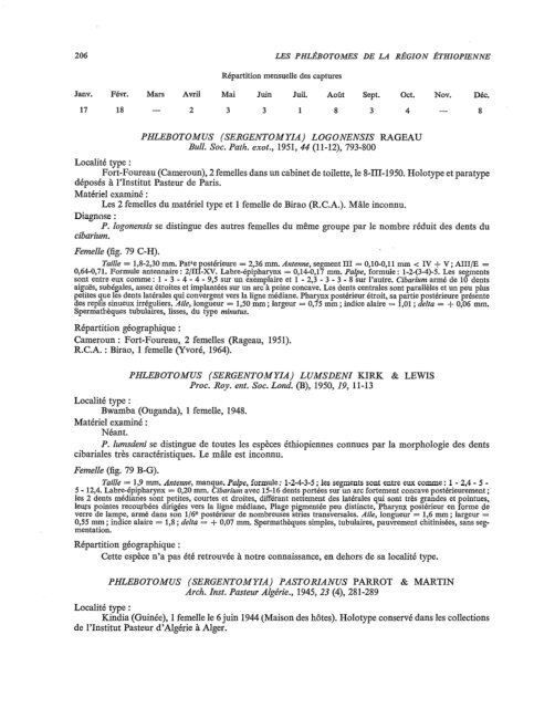 Les phlébotomes de la région éthiopienne (Diptera, Psychodidae)