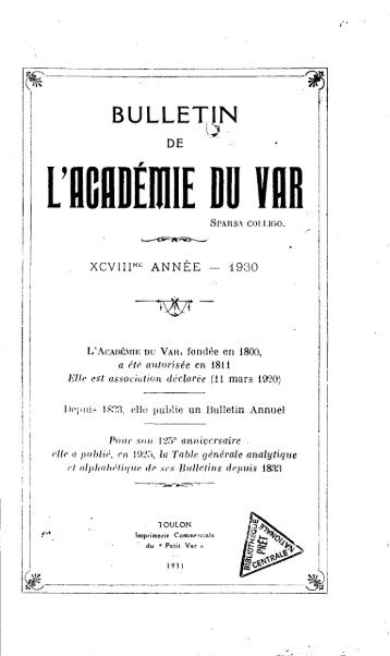 1930 - Académie du Var