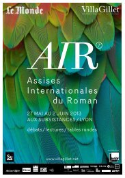 Les Assises Internationales du Roman à Lyon - Villa Gillet