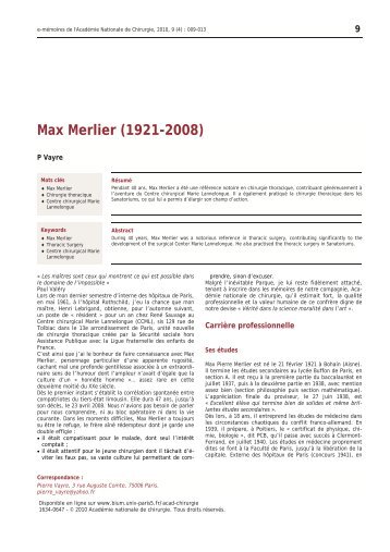 E-Mémoires de l'ANC, 2010, vol. 9 (4), 009-013 - Académie ...