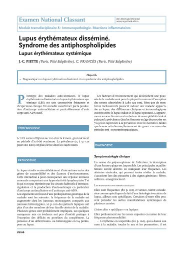 Lupus érythémateux disséminé. Syndrome des antiphospholipides