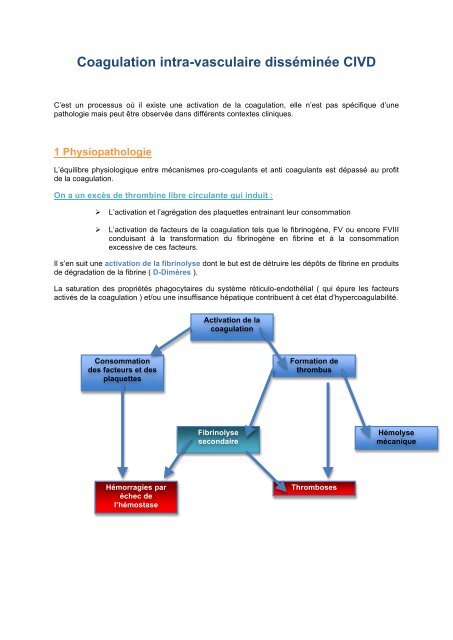 31-Coagulation intravasculaire disséminée - PharmaEtudes