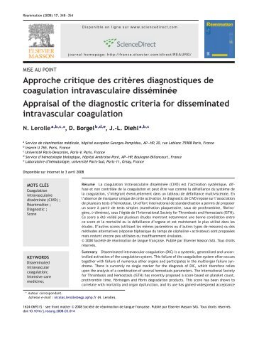 Approche critique des critères diagnostiques de ... - reannecy.org