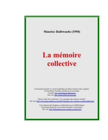 La Mémoire collective maurice Halbwachs 1950 - Psychaanalyse