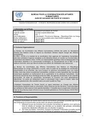 OCHA BUREAU POUR LA COORDINATION DES ... - Rdc humanitaire