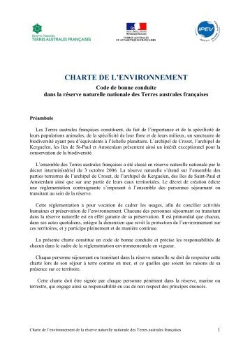 charte de l'environnement - Taaf