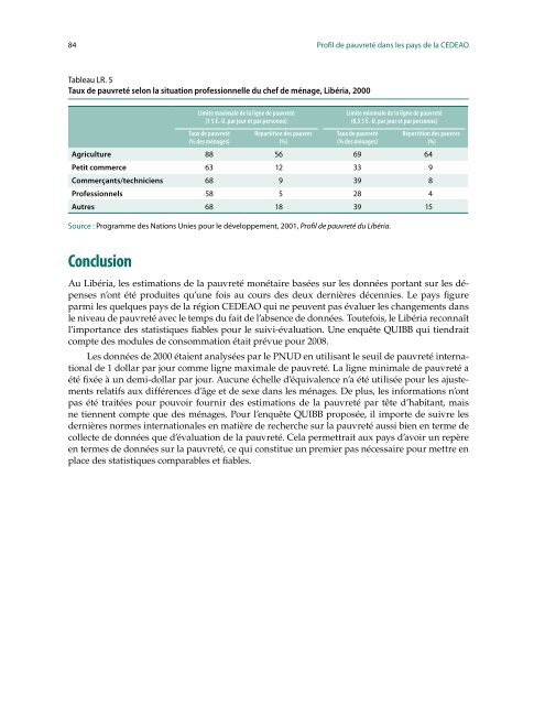 Profil de pauvreté dans les pays de la CEDEAO - United Nations ...