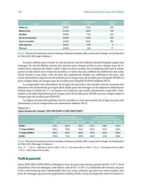 Profil de pauvreté dans les pays de la CEDEAO - United Nations ...