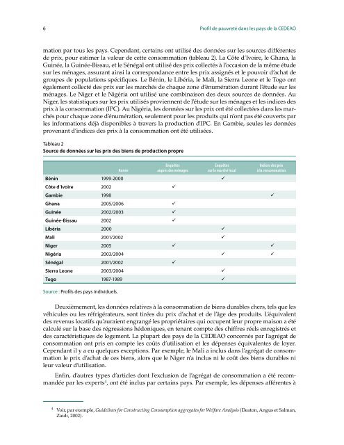 Profil de pauvreté dans les pays de la CEDEAO - United Nations ...