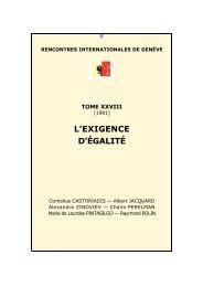 L'exigence d'égalité - Rencontres Internationales de Genève