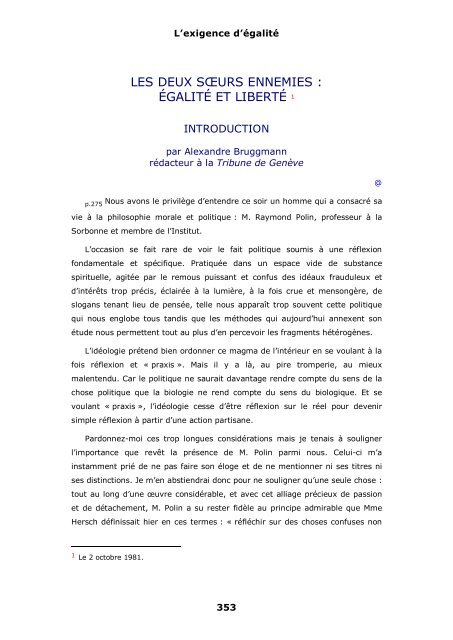 L'exigence d'égalité - Rencontres Internationales de Genève