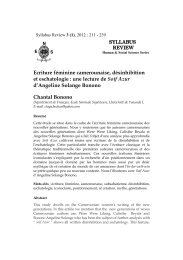 Ecriture féminine camerounaise, désinhibition et eschatologie - L'ENS
