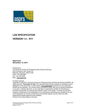 LAS SPECIFICATION VERSION 1.4 – R11 - asprs