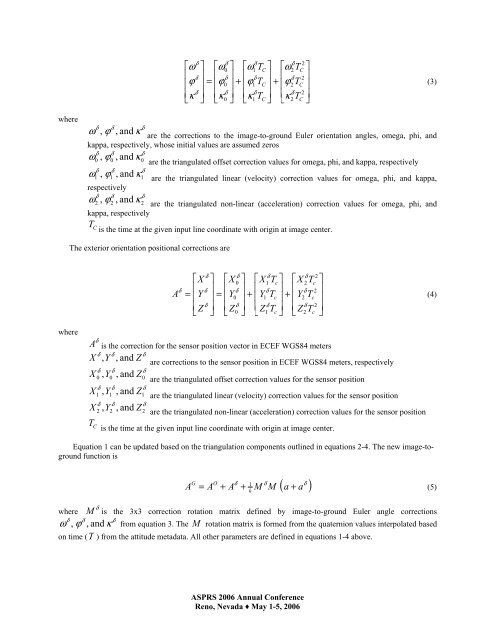 Rigorous Sensor Modeling and Triangulation for OrbView-3 - asprs