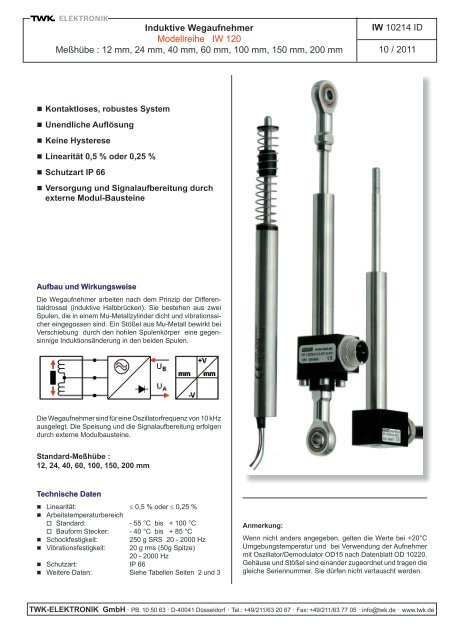 Modellreihe IW 120 - TWK-ELEKTRONIK  GmbH