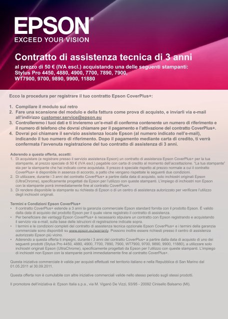 Contratto di assistenza tecnica di 3 anni - Epson Europe