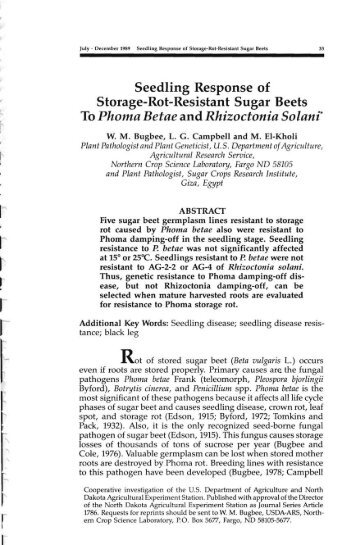 To Phoma Betae and Rhizoctonia Solanf - Vol