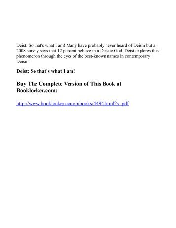 Deist: So that's what I am! - The Book Locker