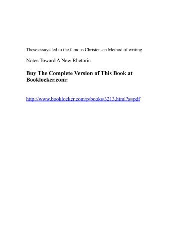 Notes Toward A New Rhetoric - The Book Locker