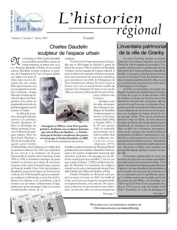 L'historien régional, volume 5 no 1 - Société d'histoire de la Haute ...