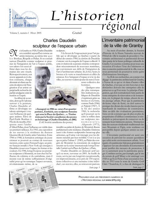 L'historien régional, volume 5 no 1 - Société d'histoire de la Haute ...