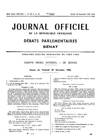 Vendredi 25 Novembre 1983 - Sénat