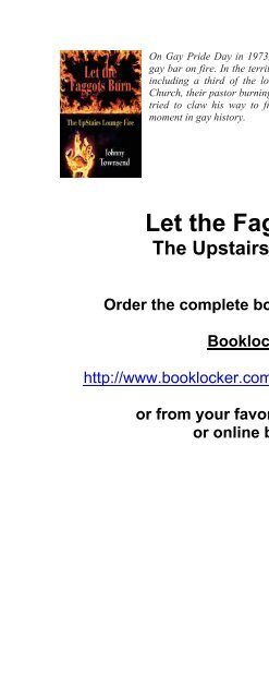Let the Faggots Burn: The UpStairs Lounge Fire - The Book Locker