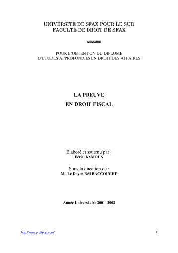 LA PREUVE EN DROIT FISCAL - Profiscal.com