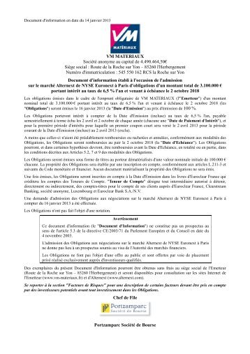 Télécharger notre document d'information (pdf - 222 ... - VM Matériaux