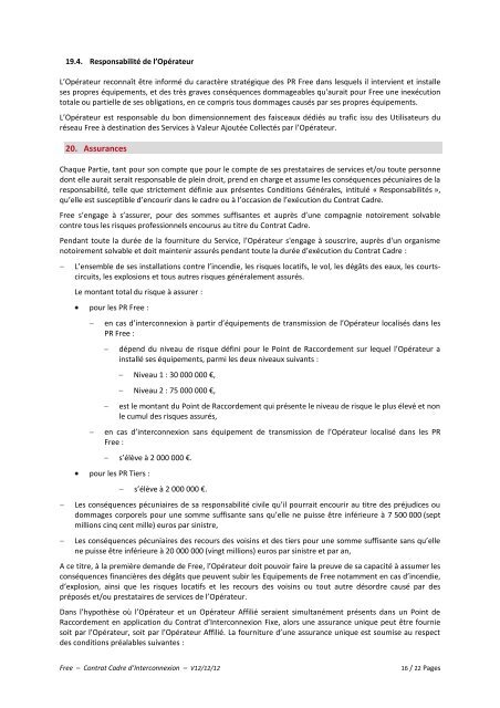 Contrat cadre d'Interconnexion - Iliad