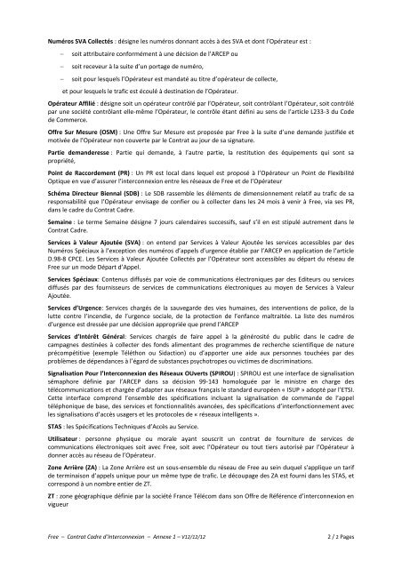 Contrat cadre d'Interconnexion - Iliad