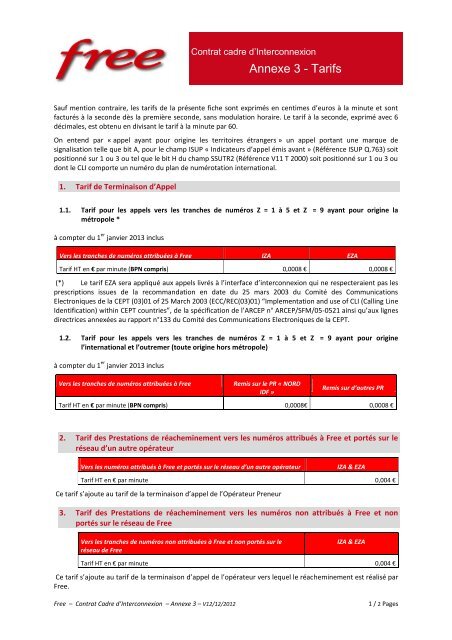 Contrat cadre d'Interconnexion - Iliad