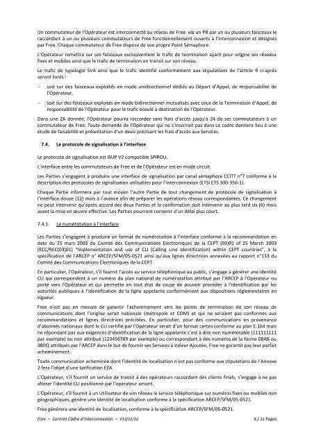 Contrat cadre d'Interconnexion - Iliad