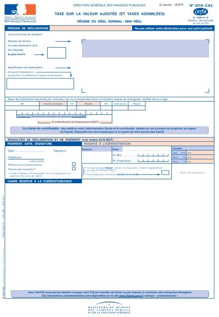 n° 3310-ca3 taxe sur la valeur ajoutée (et taxes ... - Comptanoo