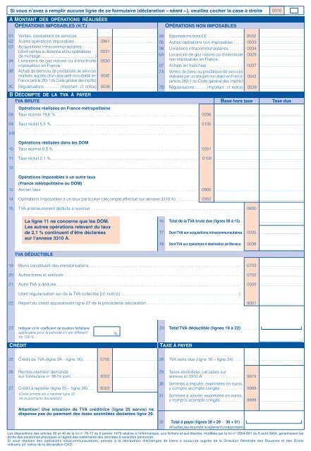 n° 3310-ca3 taxe sur la valeur ajoutée (et taxes ... - Comptanoo