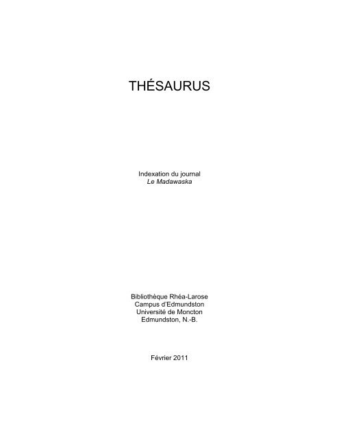 Thesaurus - Université de Moncton