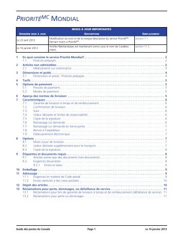 PRIORITÉ MC MONDIAL - Postes Canada