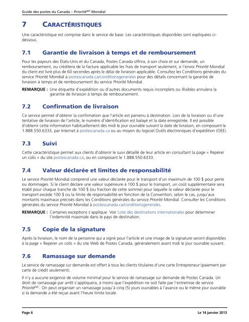 PRIORITÉ MC MONDIAL - Postes Canada