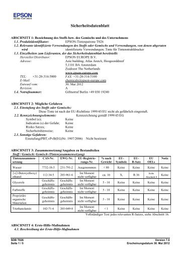 Sicherheitsdatenblatt - Epson Europe