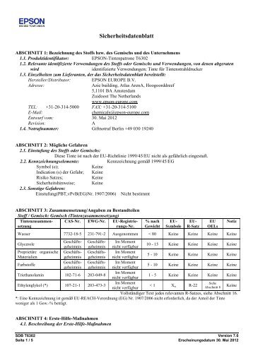 Sicherheitsdatenblatt - Epson Europe